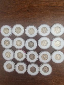 19 Mercury 90% silver dime coins