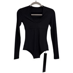 CONTERENT/QUEENHOT Elegant Black Long Sleeve Bodysuit