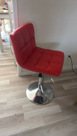 Set of Red Faux Leather Swivel Bar Stools