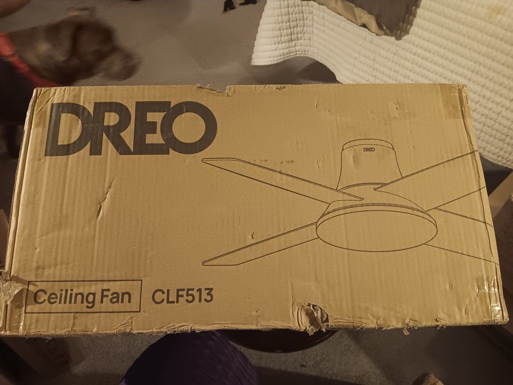 Dreo Ceiling Fans with Lights, 52 Inch, 6 Speeds, 5 Color Tones Dimmable LED, Quiet Reversible DC Motor, Remote, 8H Timer, Black Ceiling Fan. New in b