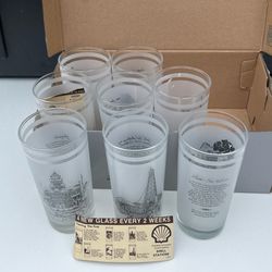 Shell Oil Frosted Glass Memorabilia Cups