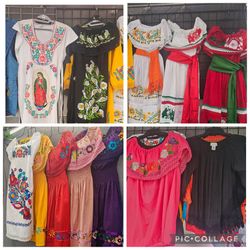 Mexican Traditional Dresses & Blaus..from $25 & up ..Strom Small all the way up to XXL