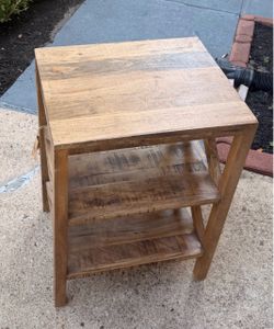 Solid Wood End Table with Two Shelves