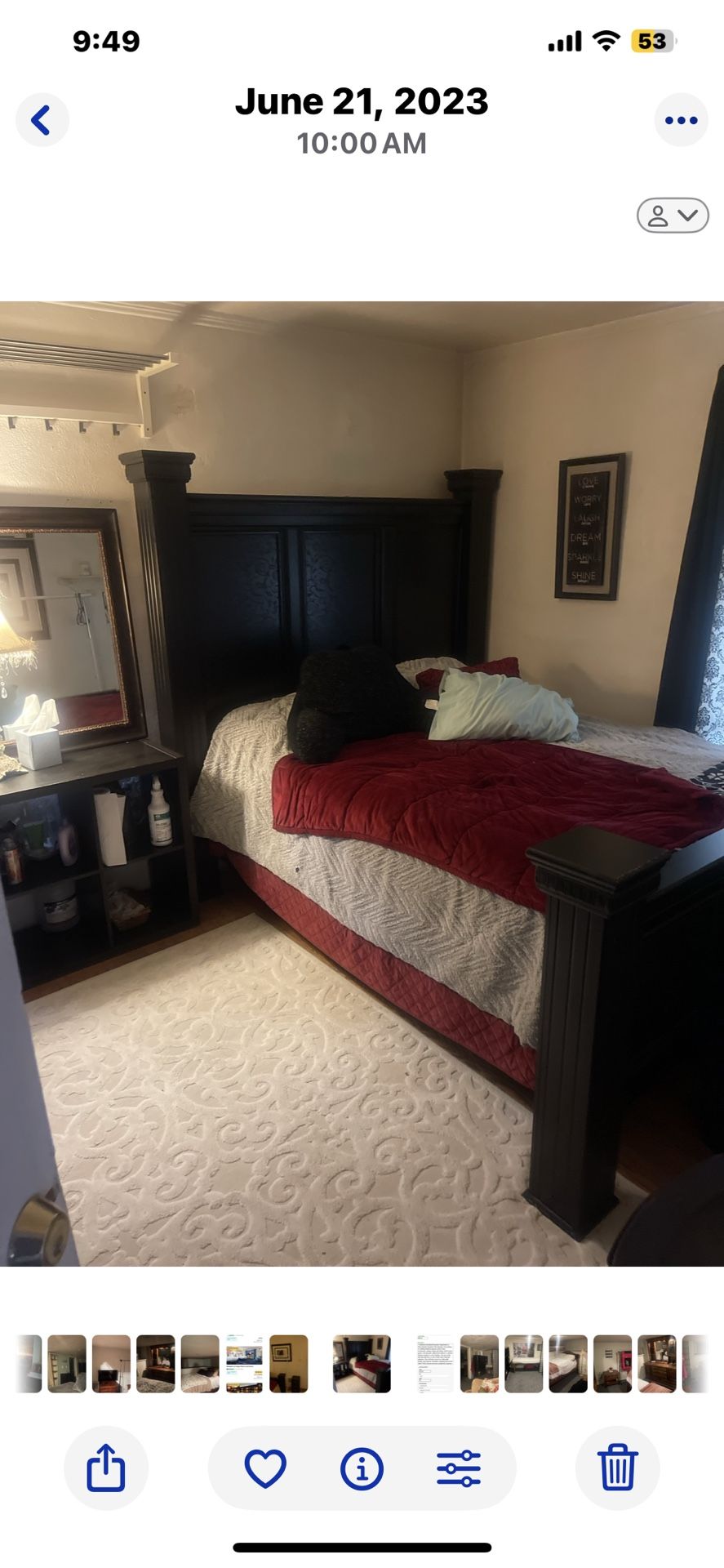 Queen Size Bed frame with Mattress And Dresser With Mirror