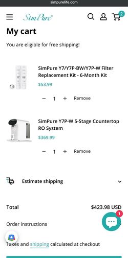 Brand New SimPure Y7P-W Countertop RO Water Filter + Extra Filter Kit