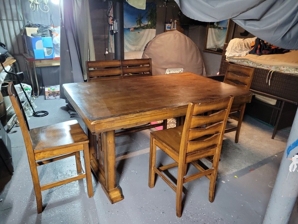 Tall Wooden kitchen table And chairs