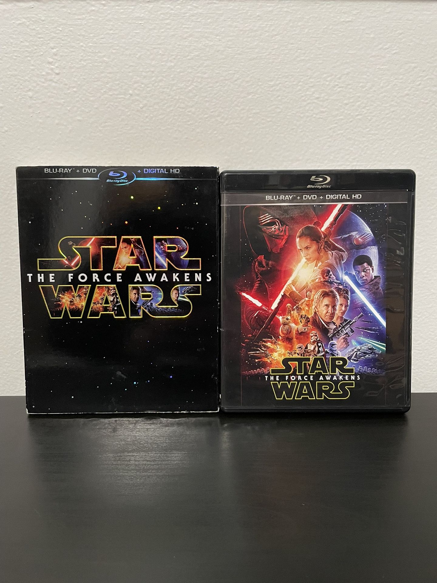 Star Wars Force Awakens Blu-Ray DVD 3 Disc Combo SlipCover Disney Harrison Ford