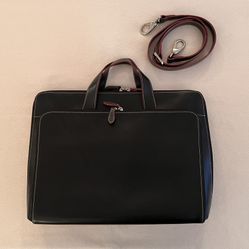 Lodis Audrey Black and Red Crossbody Leather Briefcase Laptop Bag