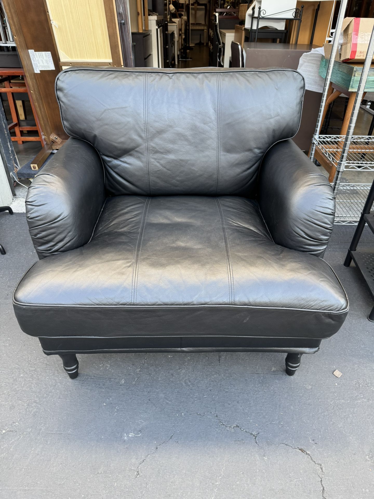 IKEA STOCKSUND Black Leather Armchair Clean and Good Condition