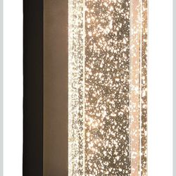 Black Wall Sconce with K9 Crystal Bubble and Dusk to Dawn Sensor, Exterior LED Wall Mounted Light, Modern Porch Lantern, Light Fixture for Indoor and 