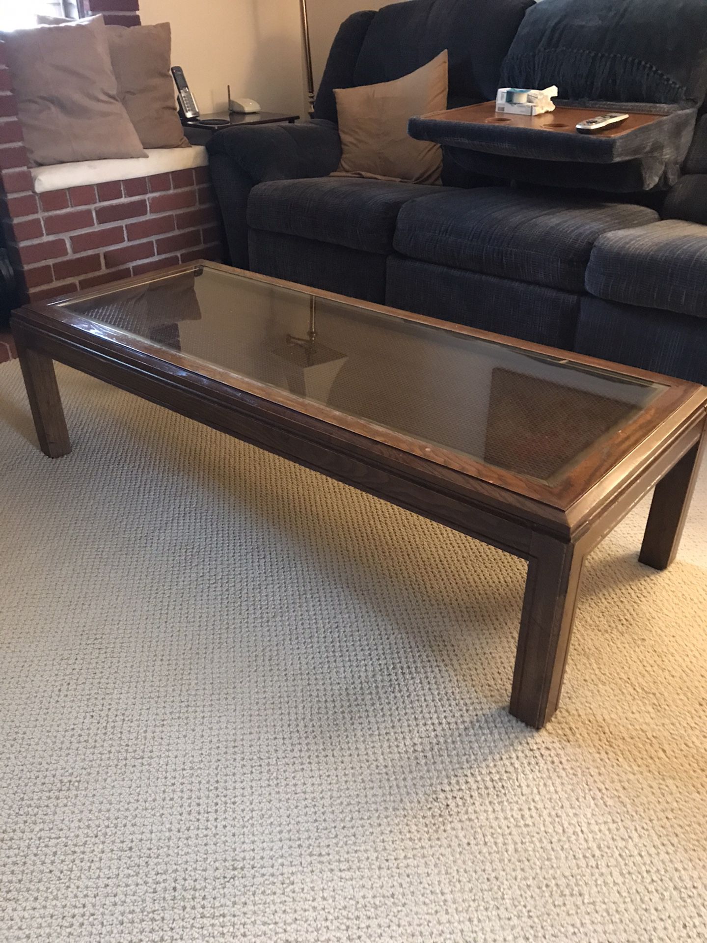 ** MARKED DOWN to Sell ** Walnut wood coffee with glass top and (2) End Tables All for $39 orB/O