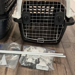 Plastic dog crate with wire door