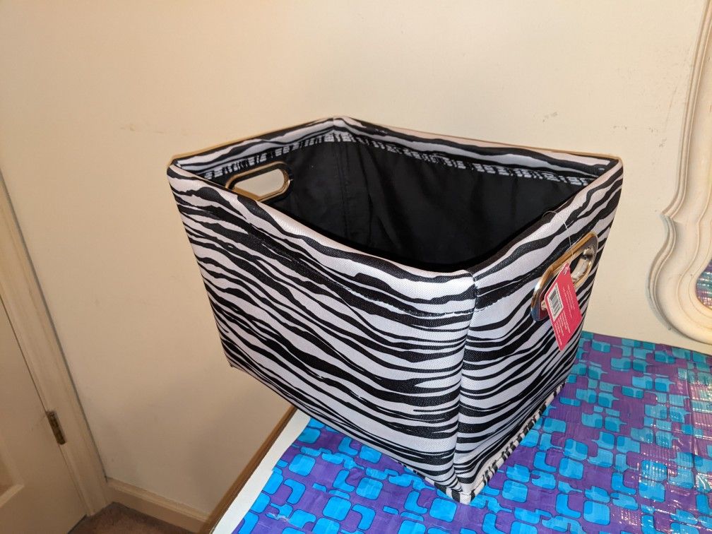 Target Zebra Print Storage Bin Tote With Handles