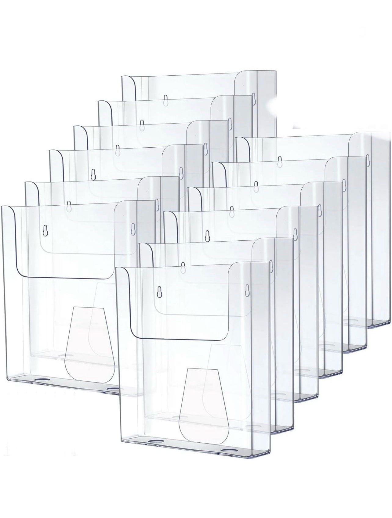 12-PCS BROCHURE HOLDER 8.5 x 11 INCH WALL MOUNT FLYER HOLDER ACRYLIC CLEAR MAGAZINE WALL DISPLAY