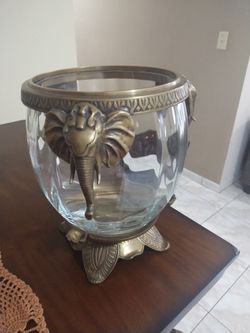 African Bronze Elephant Vase 