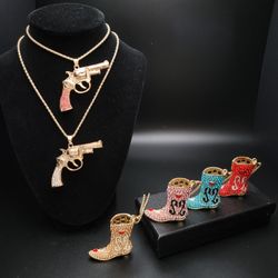 Betsey Johnson Country Cowboy Boot Western Necklaces 