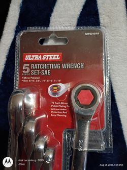 Ultra Steel 5-Piece SAE Ratcheting Wrench Set