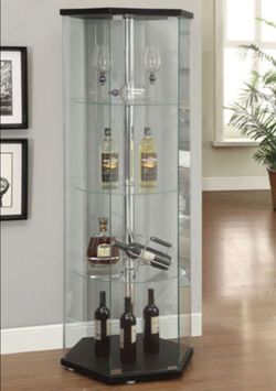 Hexagon glass display cabinet