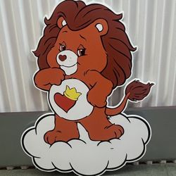 Vintage CARE BEARS “Braveheart Lion” Corrugated PLASTIC Character CUT  Out 👀 )please read description)