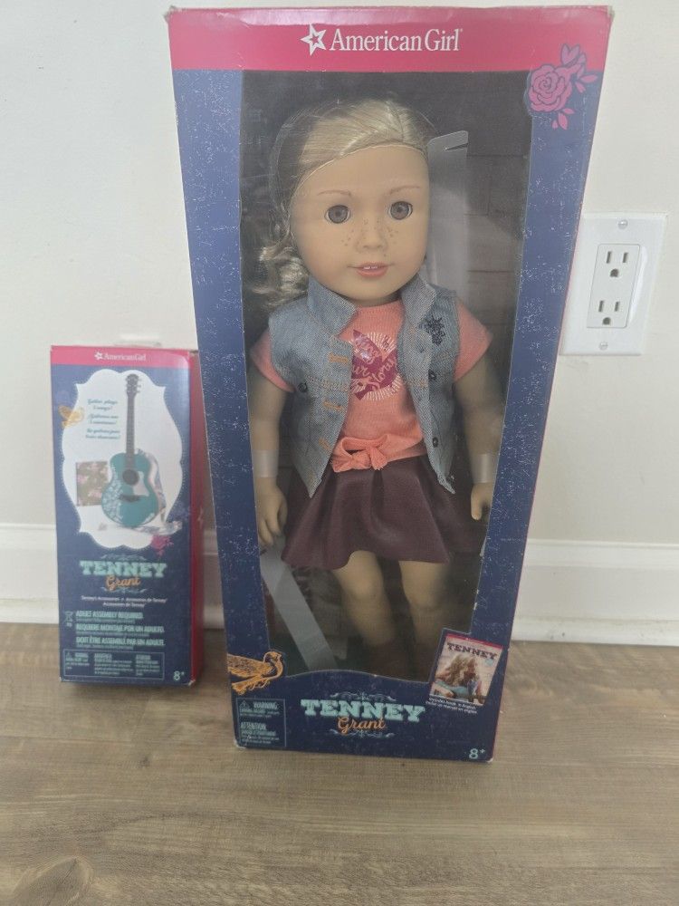 American Girl Tenney Doll New With Guitar