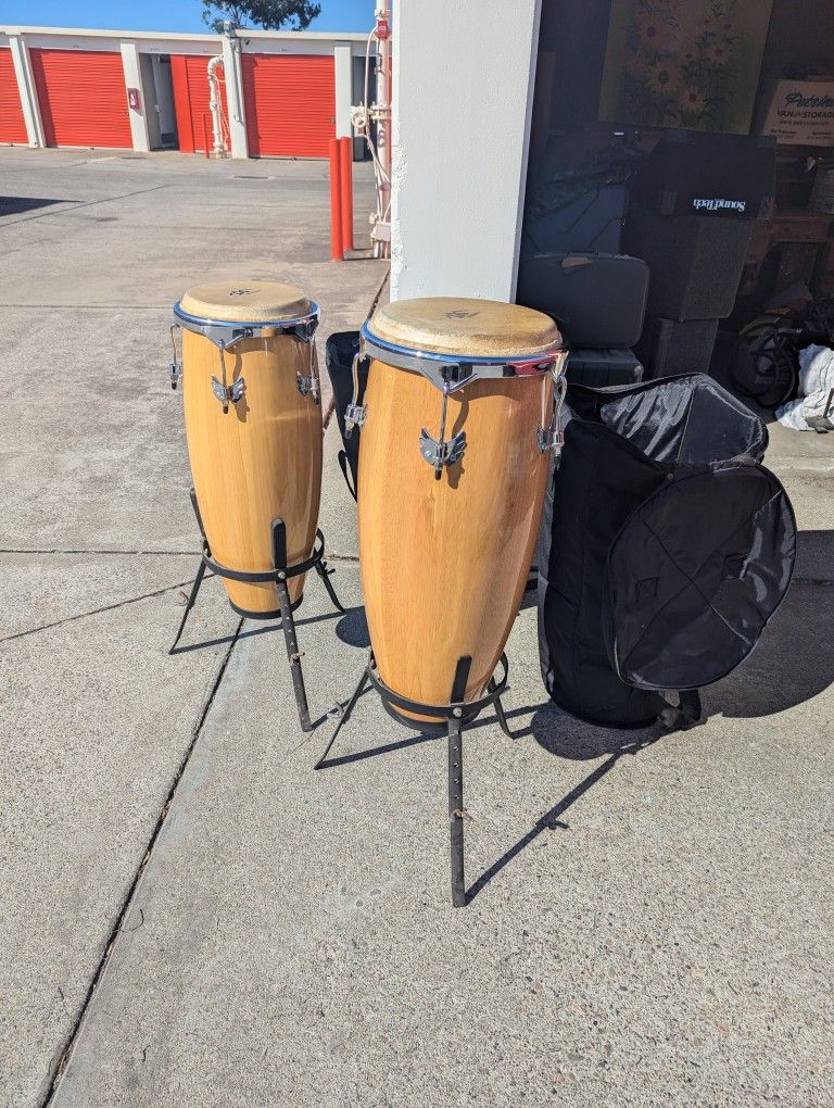 Nice Used Conga Drums With Stands And Cases