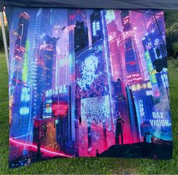Futuristic Neon Video Game Wall Hanging Tapestrys Poster