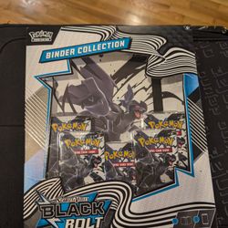NEW Pokemon Cards Black Bolt Binder Collection - 5 Booster Packs & 9-Pocket Binder