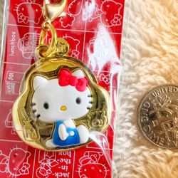 Hello Kitty Sanrio Japan Charm Strap Gold Purse NIP