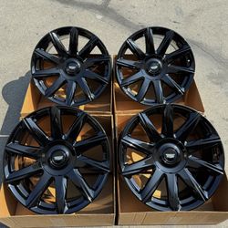 22” Cadillac Escalade Original Rims In New Gloss Black Powder Coat