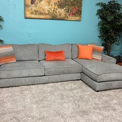 Nice Large Grey Sectional Couch Living Room Set (Throw Pillows Not Included)