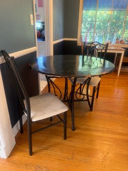 Round Black Dining Table with 2 Chairs