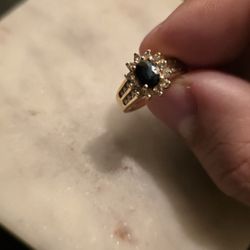 14K Gold Diamond Sapphire Ring 