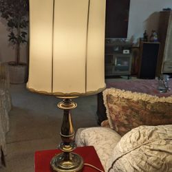 Vintage Antique Brass Lamp With Shade