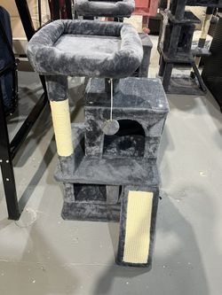 M-New Cat Tree for Indoor Pets, 36in Tower Condo w/Extra Large Perch, Scratching Posts, Board, Dangling Ball, Play Structure for Kittens & Adult Cats