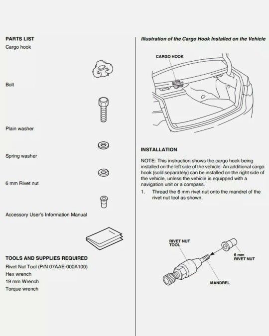 Attn: HONDA & ACURA OWNERS!! 2 New GENUINE HONDA Trunk Cargo Hooks for Extra Storage for Trunk