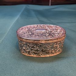 Vintage Filagree Silver plate Trinket/jewelry Box With Lining 