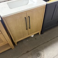 30 in. Solid Wood Vanity with Quartz Top for $700
