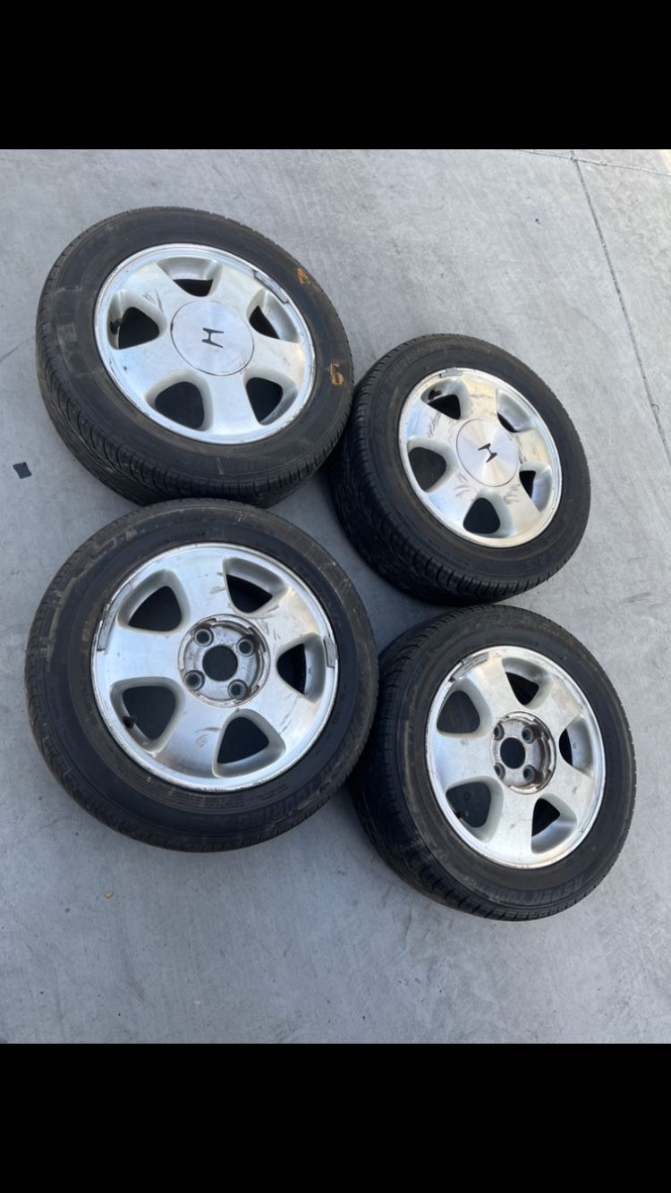 4 X 185/60r14 4x100 4x3.94 Stock Honda  Miata NA NB Civic Fit Xa Xb Ia Echo Yaris Wheels Rims Tires 80% Treads