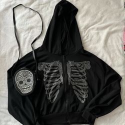 Halloween Bundle Skeleton Jacket With Purse