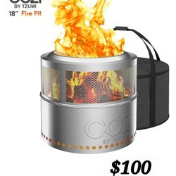 Smokeless Fire Pit Stainless Steel Portable Fire Pit with Carry Bag, 18”