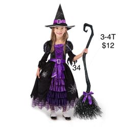 Girls Witch Costume 3-4T Halloween / Disfraz de Bruja Niñas