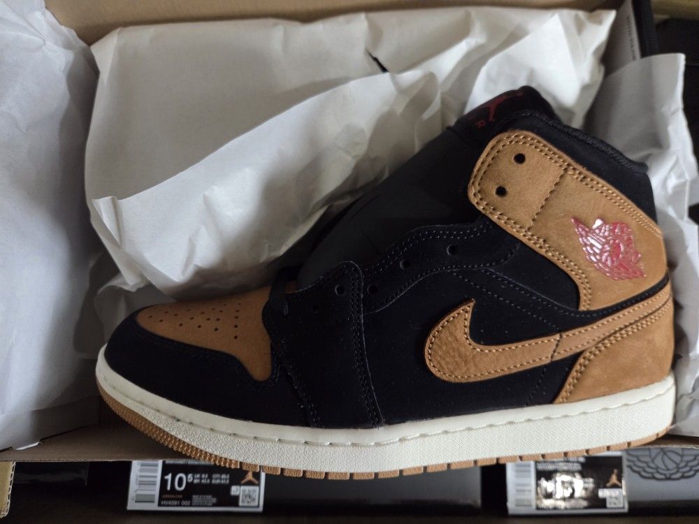 🔥JORDAN RETRO 1 MID SE "BLACK FLAX" MEN'S SIZES 8 TO 12 ALL NEW W/BOX, 💲100 EACH  TAKES THEM🔥