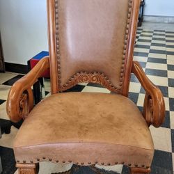 AICO Michael Amini Leather Royale Dining Room Arm Chair (ONLY ONE CHAIR)