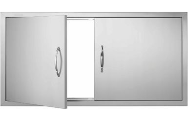 BBQ Access Door 42x21 Inch Stainless Steel Double Flush Mount Grill Island Door with Handles for Outdoor Kitchens