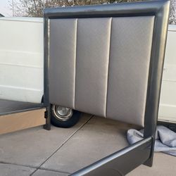 Stunning Super High End Large 80” High King Size Statement Piece Dark Gray Bed Frame