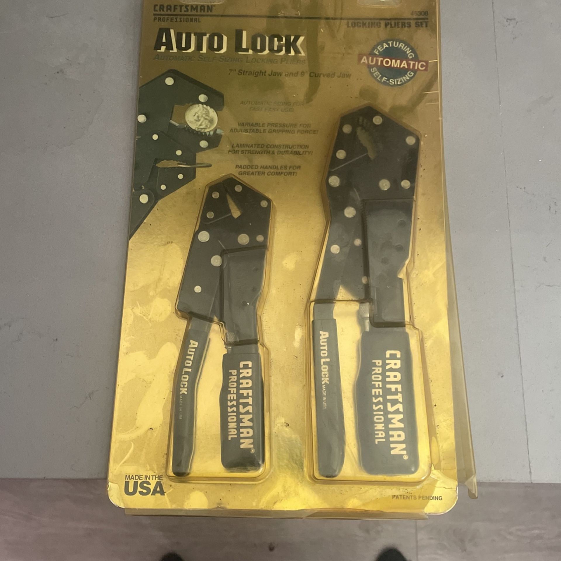 Sears Craftsman USA 45308 Professional Auto Locking Pliers Set 7" & 9" NOS
