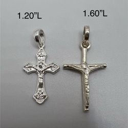 2 Pcs Pure Silver Cross Pendants 