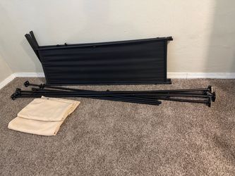 Room Divider Curtain Rod 4-10ft(H)28-171in(W) Room Separator, Black