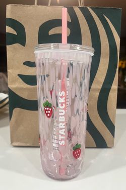 Starbucks strawberry glass cup