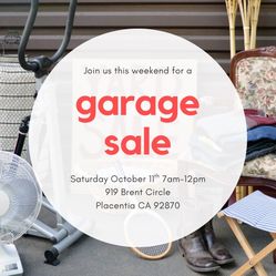 GARAGE SALE Saturday October 11th Furniture, Clothing, Toys, Etc
